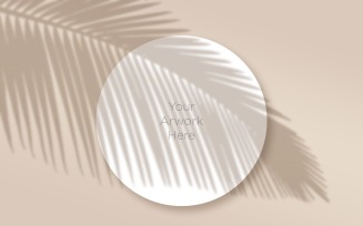 Circle Paper Mockup with leaf shadow