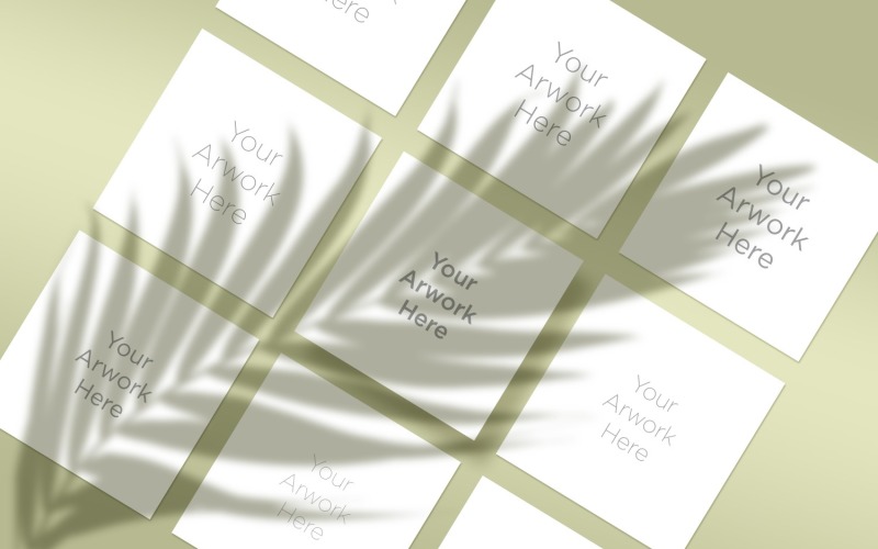 6 Square Paper's Mockup With Leaf Shadow Product Mockup