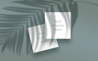 2 Square Paper With Shadow Mockup