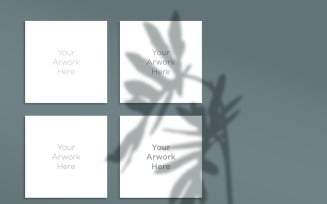 Square Paper's With Leaf Shadow Mockup