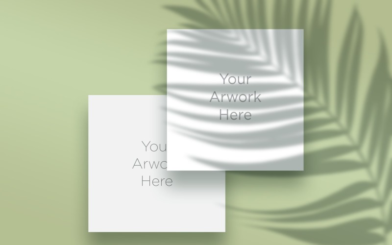 2 Square Paper's With Leaf Shadow Mockup Product Mockup