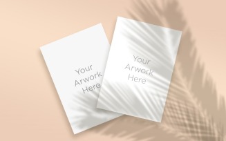Two Letterhead Paper's Mockup With Leaf Shadow