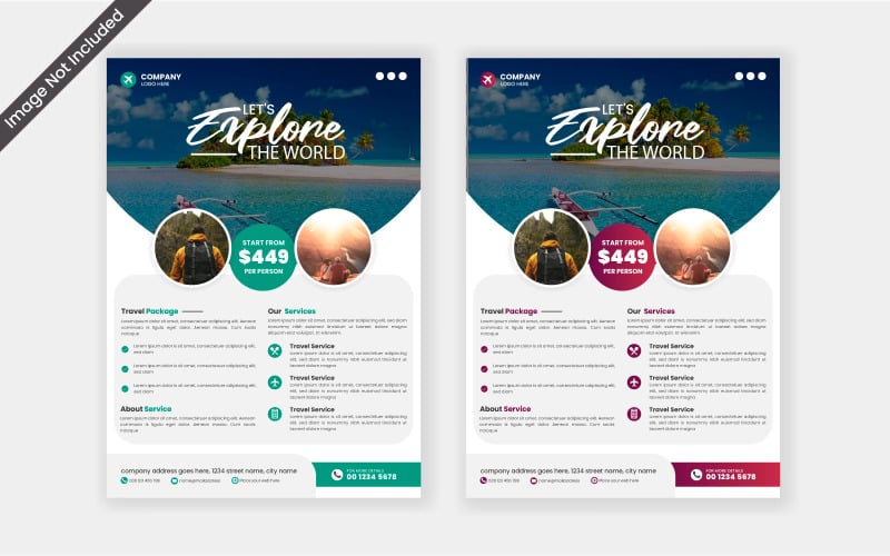 Vacation travel brochure flyer design template. poster,social media post,flayer concept Illustration