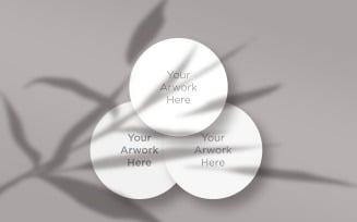 3 Circle Paper's Mockup With Leaf Shadow
