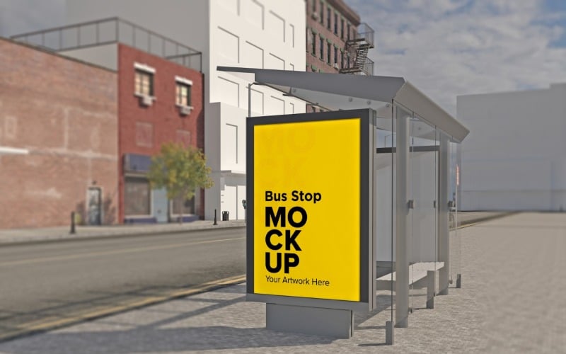 City Bus Shelter mockup Side View Product Mockup