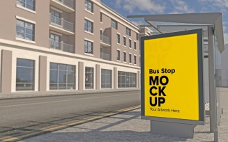 City Bus Shelter Outdoor Advertising Billboard mockup Template