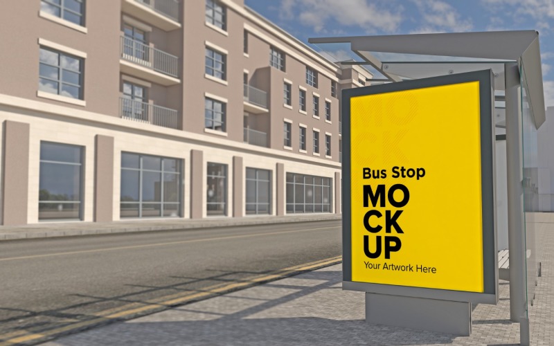 City Bus Shelter Outdoor Advertising Billboard mockup Template Product Mockup