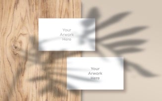 2 Postcard paper's With Leaf Shadow Mockup