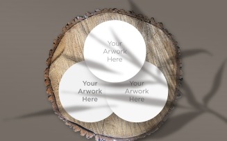 Three Circle Paper's Mockup With Leaf Shadow