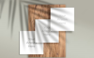 Three Square Paper's Mockup With Leaf Shadow