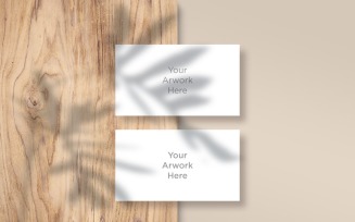 Two Postcard Paper Mockup With Leaf Shadow