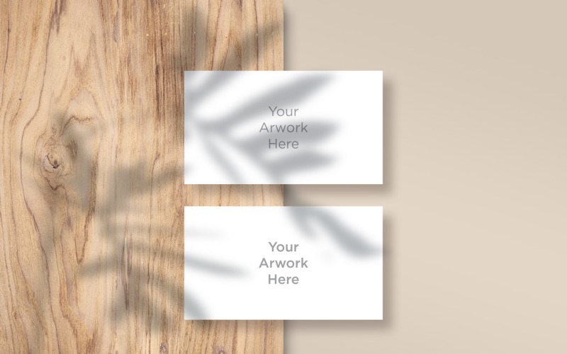 Two Postcard Paper Mockup With Leaf Shadow Product Mockup