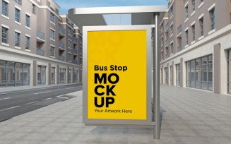 Advertising Sign Bus Shelter mockup