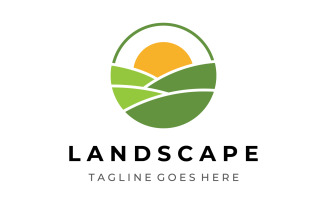 Landscape agriculture ocean sun logo 2