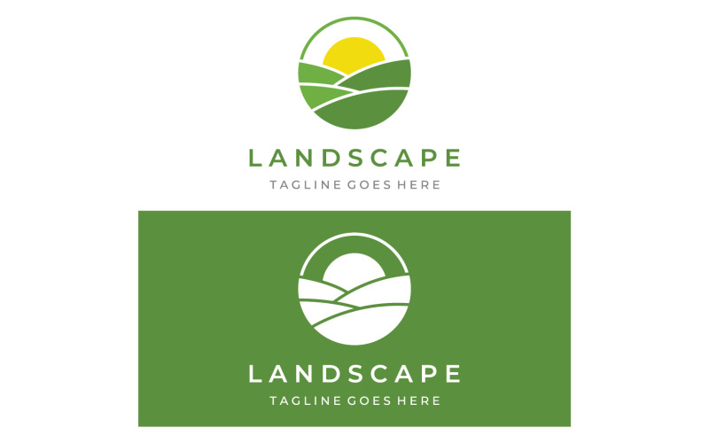 Landscape agriculture ocean sun logo 9 Logo Template