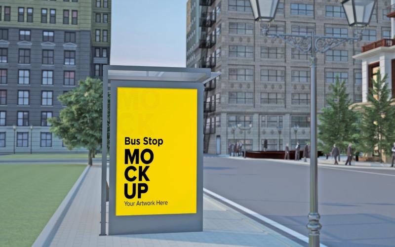 Side Look Bus Shelter Billboard mockup Template Product Mockup