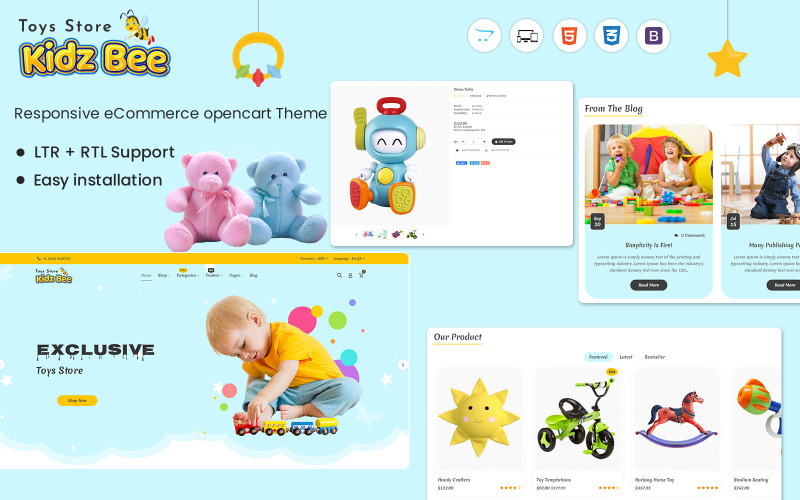 Kidzbee - opencart theme for kids and toys OpenCart Template