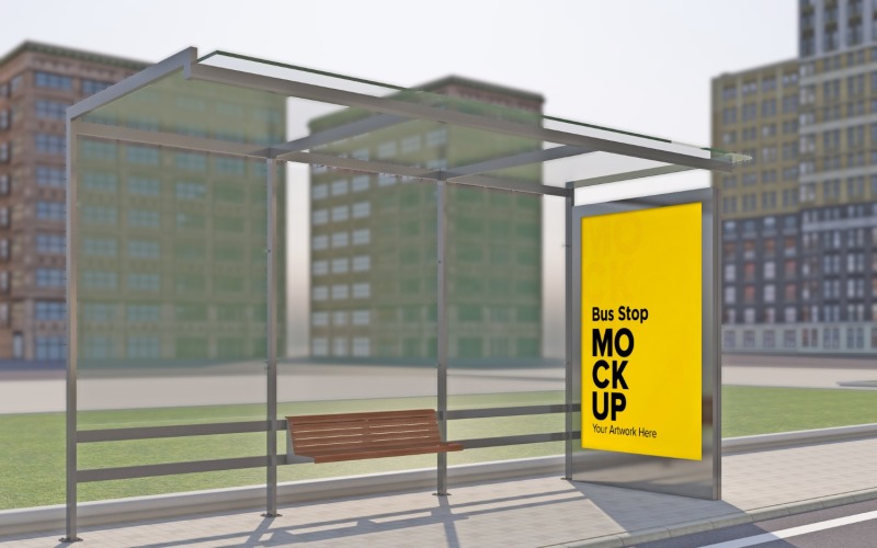 Advertising Sign mockup Template Bus Shelter Product Mockup