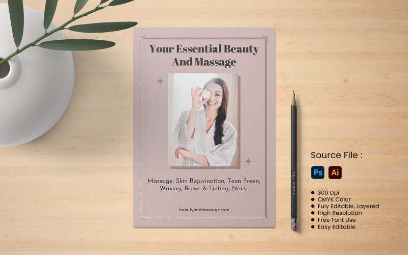 Beauty and Massage Flyer Template Corporate Identity