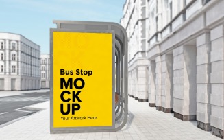 Bus Stop Classical Look Sign Mockup .