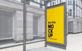 Bus Stop Mockup With Advertising Billboard