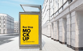 Bus Stop Mockup With Advertising Signage