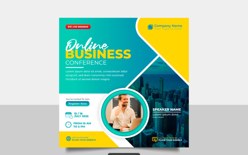 Business conference flyer or horizontal flyer and invitation banner live webinar concept Illustration