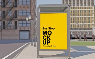 City Bus Shelter Advertising Signage mockup