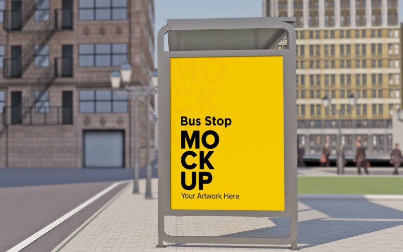 City Bus Shelter Advertising Signage mockup Product Mockup