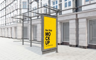 Classical Bus Stop Signage Mockup