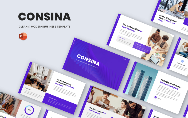 Consina - Clean & Modern Business Powerpoint Template PowerPoint Template