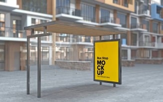 Elegant Look Bus Stop Shelter Sign Mockup