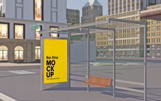 Evening View Road Bus Shelter Mockup