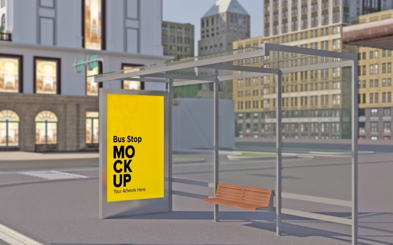 Evening View Road Bus Shelter Mockup Product Mockup