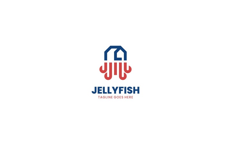 Jellyfish Line Art Logo Style Logo Template