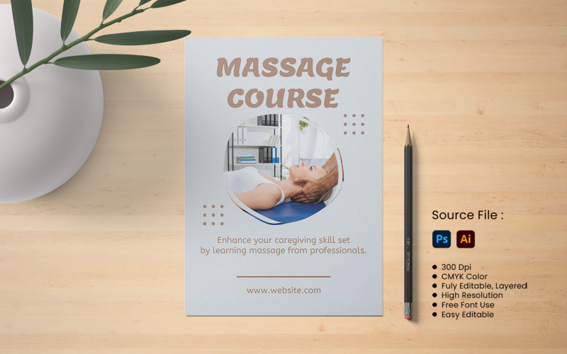 Massage Course Flyer Template Corporate Identity