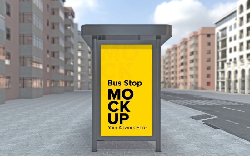 Minimal Look Bus Stop With Sign Mockup Product Mockup