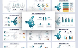 North America Vector Map Infographic Keynote Template