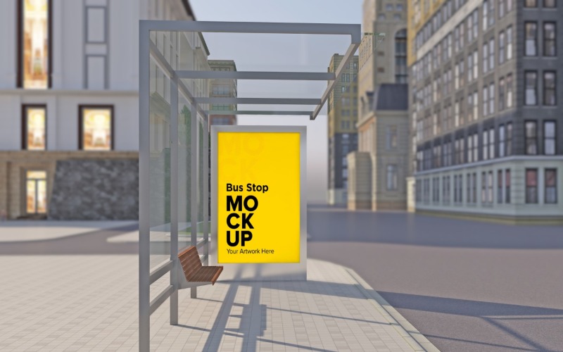 Town Bus Shelter Signage Mockup Product Mockup