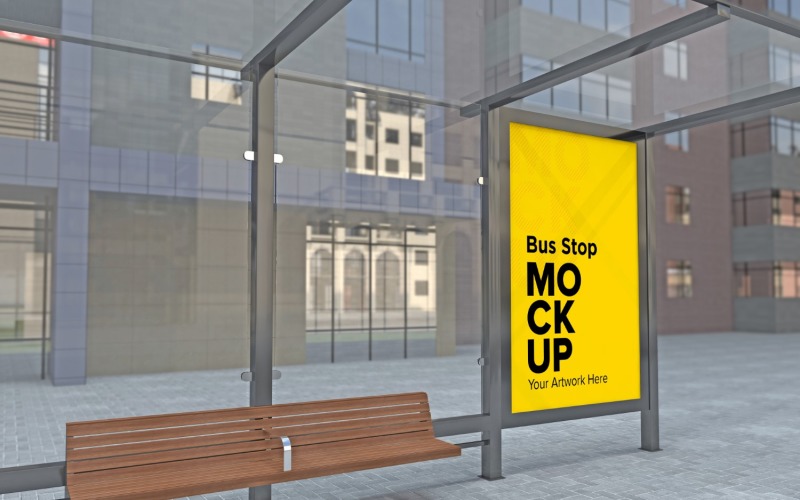 Town Bus Stop With Classical Look Sign Mockup Product Mockup