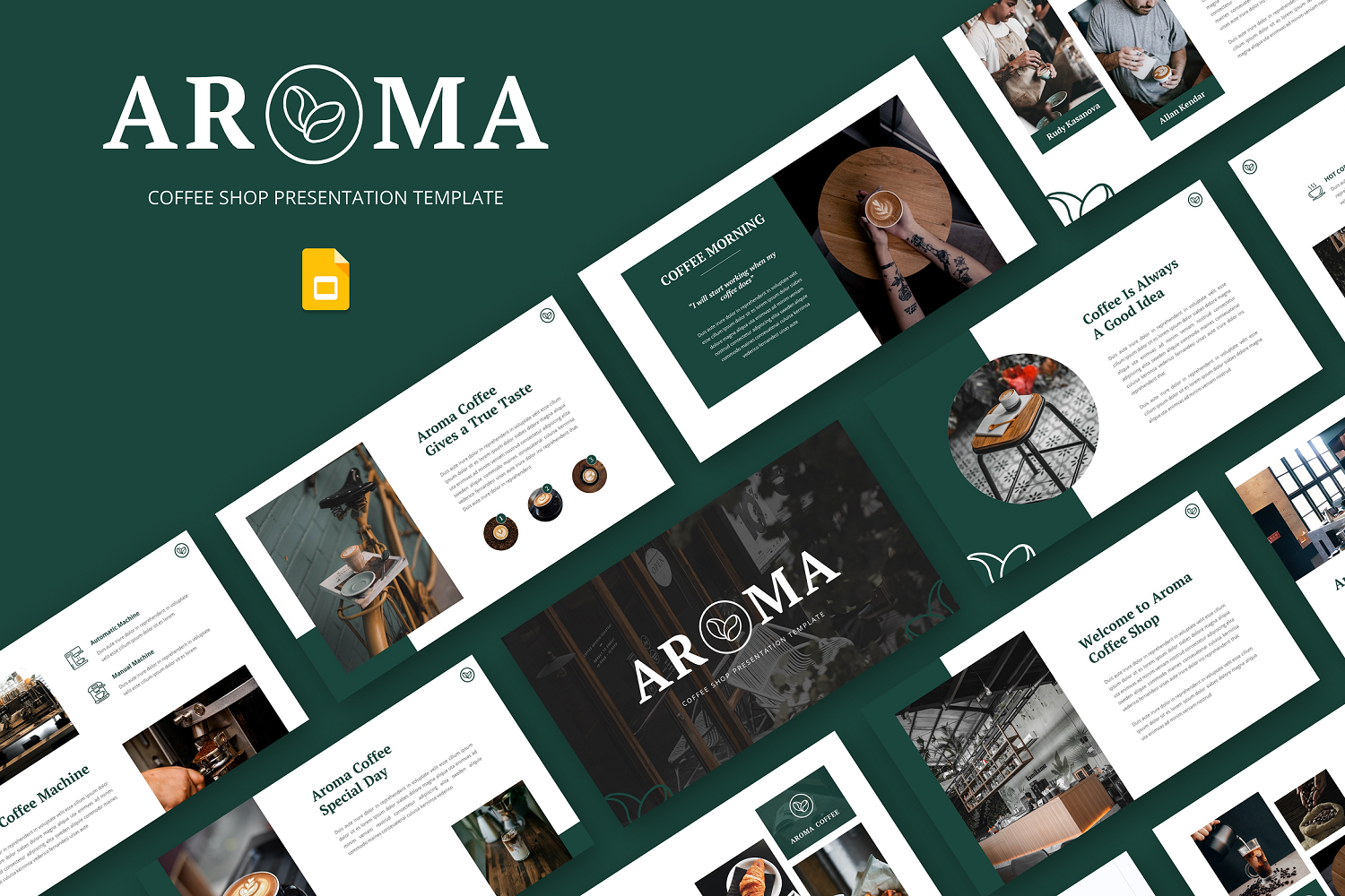 Aroma - Coffee Shop & Cafe Google Slide Template