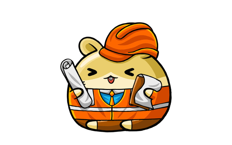 Cute Hamster Engineer Cartoon Vector Graphic