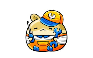 Cute Hamster Mechanic Cartoon