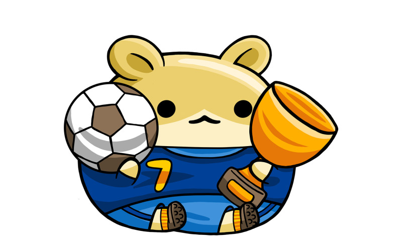 Cute Hamster Player Football Cartoon Vector Graphic