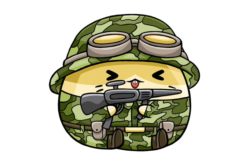 Cute Hamster Soldier Cartoon Vector Graphic