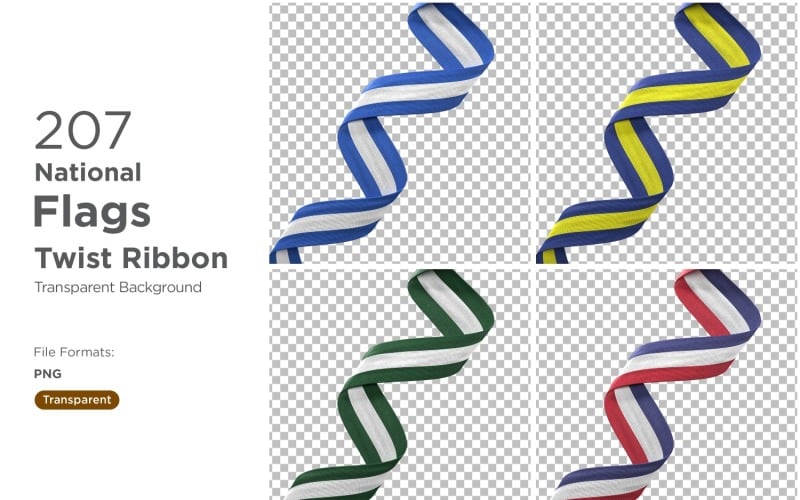 National Flags Twist Ribbon Bundle Illustration