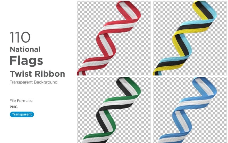 National Flags Twist Ribbon Set 2 Illustration