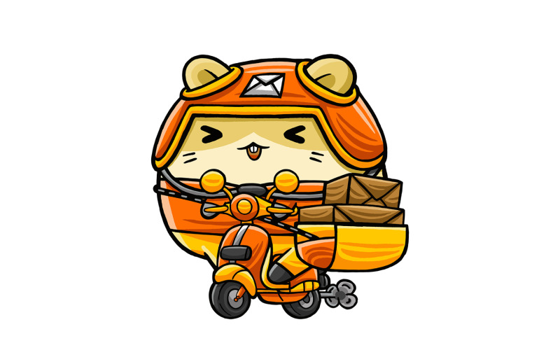Cute Hamster Courier Cartoon Vector Graphic