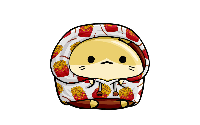 Cute Hamster Fast Food Cartoon 01 Vector Graphic