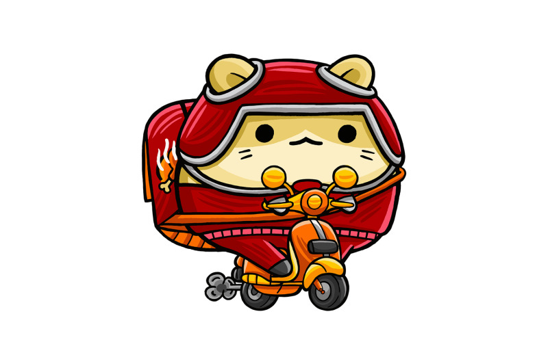 Cute Hamster Food Courier Cartoon Vector Graphic